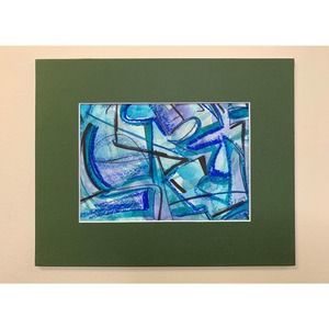 Original Blue and Green Mini Painting | Handmade Watercolor Abstract Painting